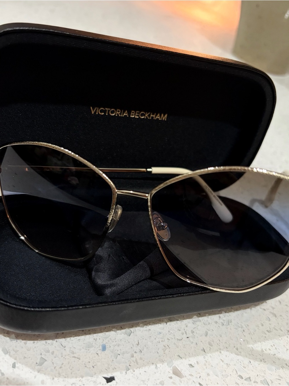 Victoria Beckham Gold Frame Black Gradient Sunglasses